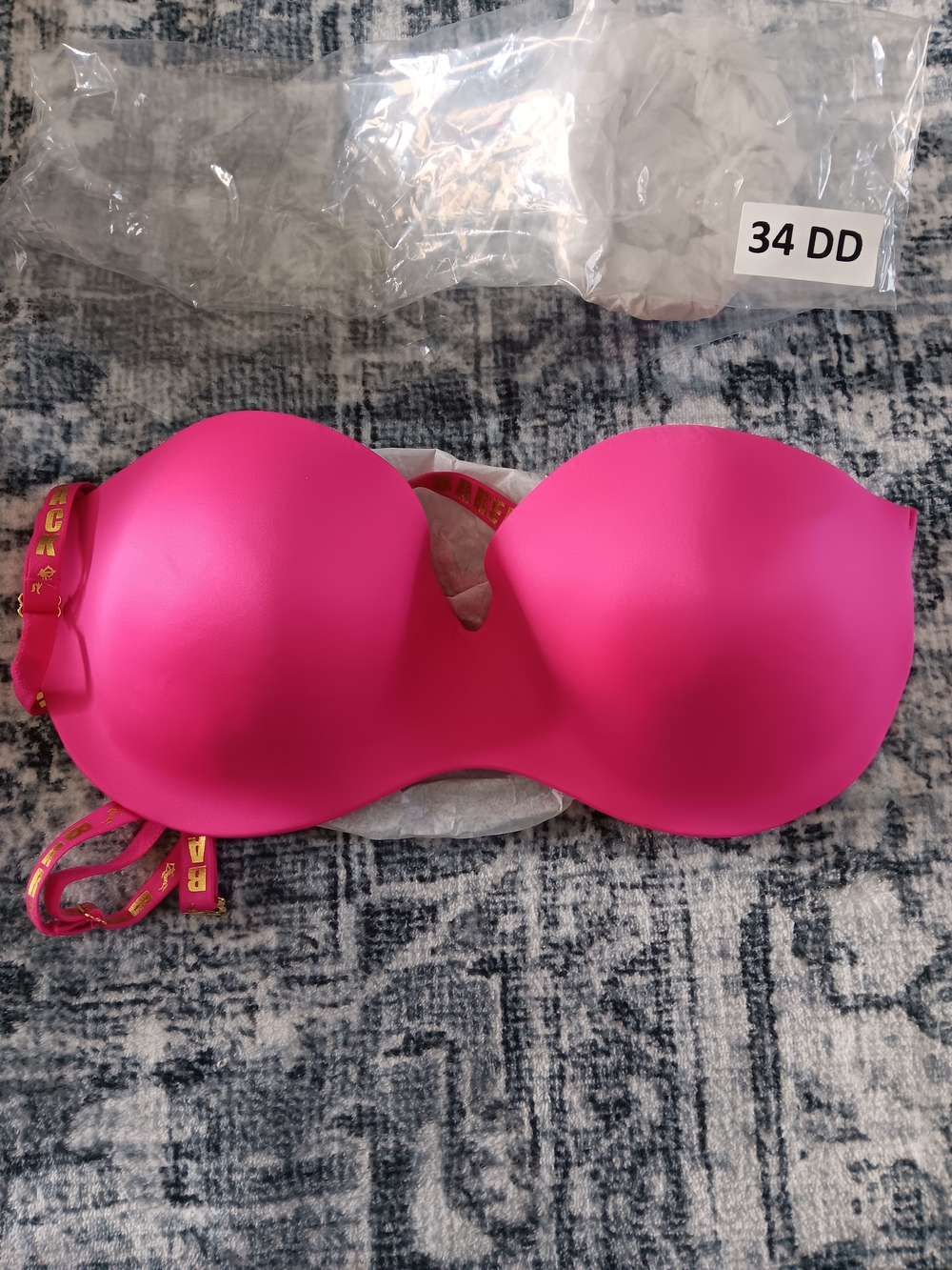 Womens Bareback Pink Bra 34DD .